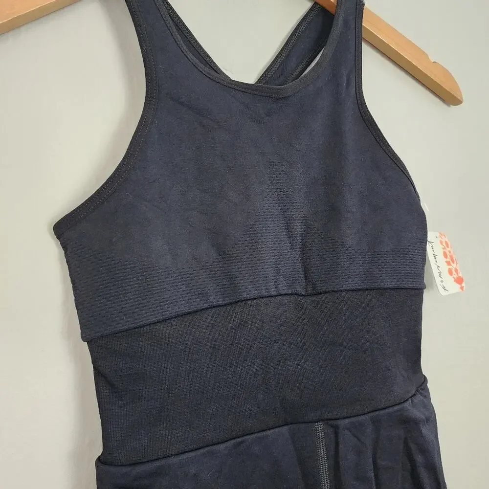 NWT FP Movement Every Single Time Runsie - Black Athletic Workout Romper - XS/S
